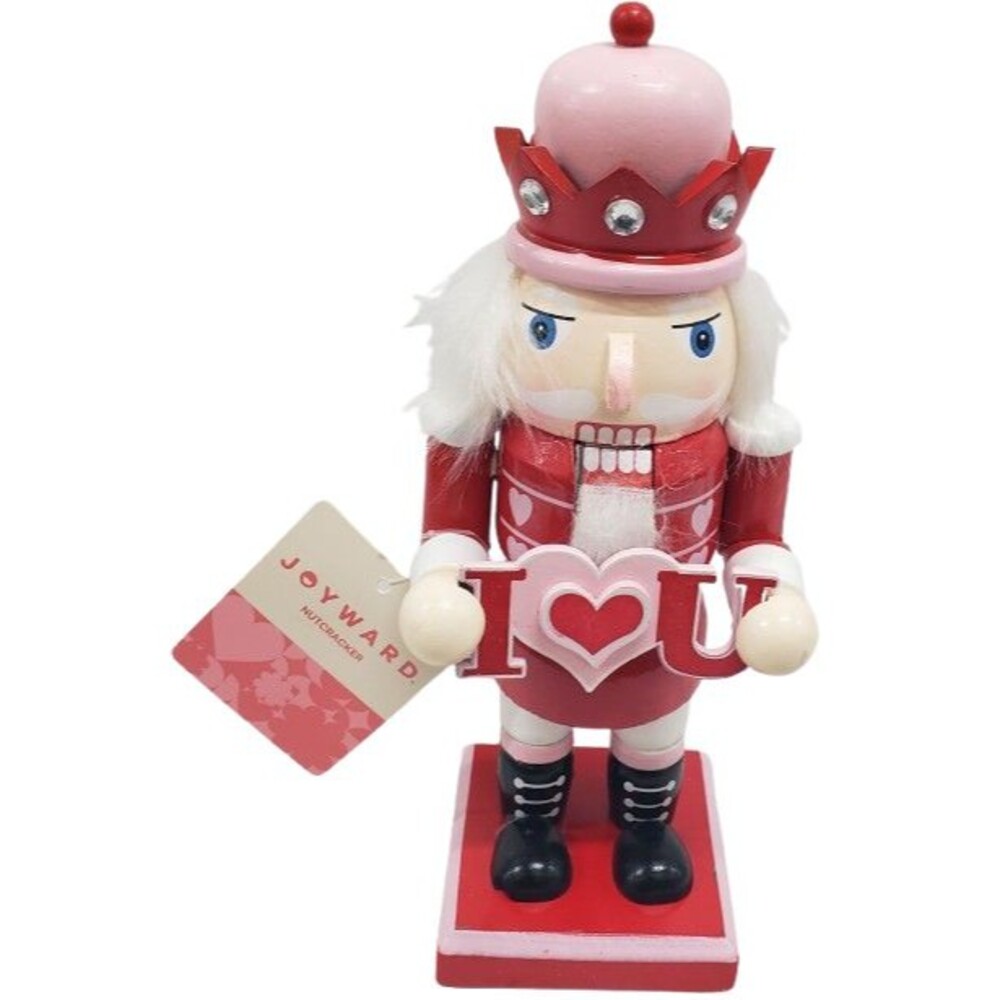 Wooden Christmas Nutcracker, 9", VALENTINE'S DAY, SOLDIER, I LOVE YOU, Joyward